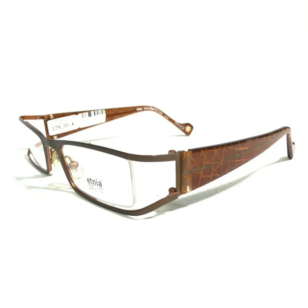 Etnia Barcelona Eyeglasses Frames Naples BR/OG Brown Rectangular 47-20-130